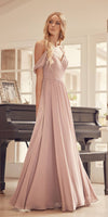 Juliet 262 Pleated Off the Shoulder Formal Dress