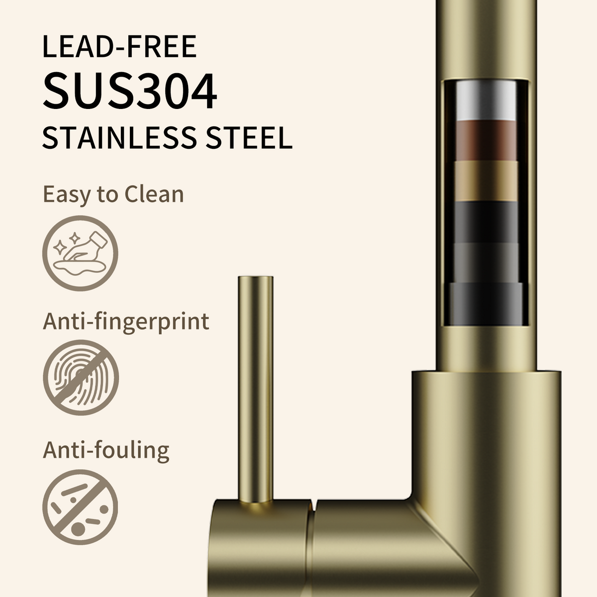 Kitchen Faucet with Pull Down Sprayer Brushed Gold