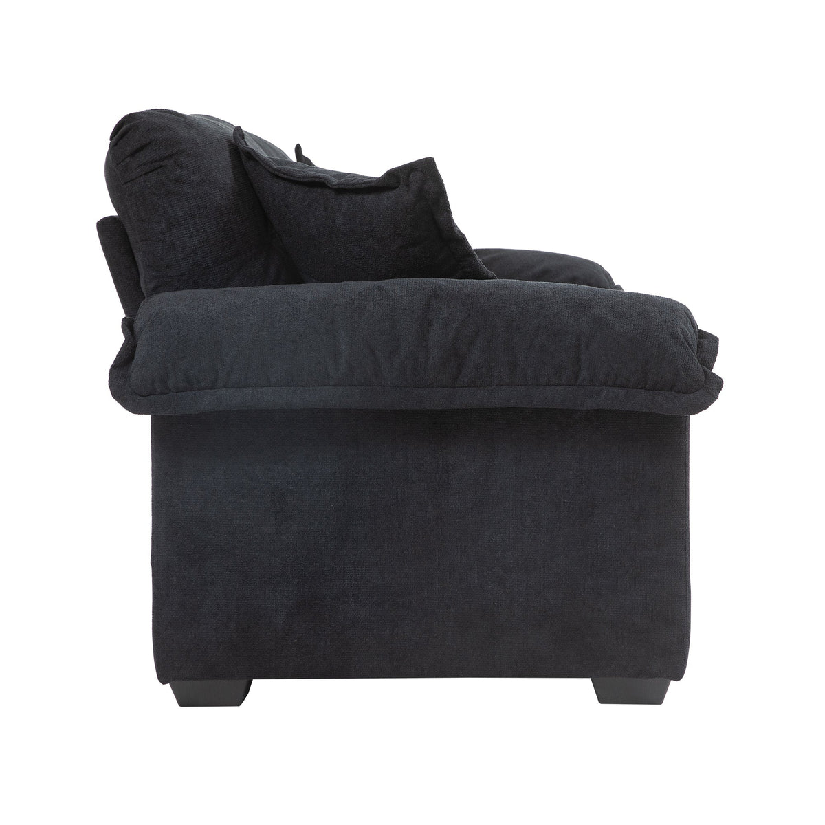84' Chenille Sofa Small Sofa Loveseat Deep Seat Sofa Couch with 2 Throw Pillows & Memory Foam for Living Room Apartment Office Lounge-Black