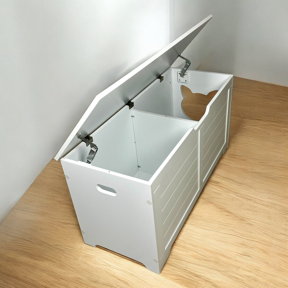 39.4' Top open Cat Litter Box Enclosure Furniture, Cat Washroom, Hidden Litter Box Cover, Cabinet for Large Cat, Dog Proof Cat Litter Boxes, Hideaway Litter Box, Cat House, White