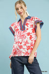 Umgee Floral Split Neck Top