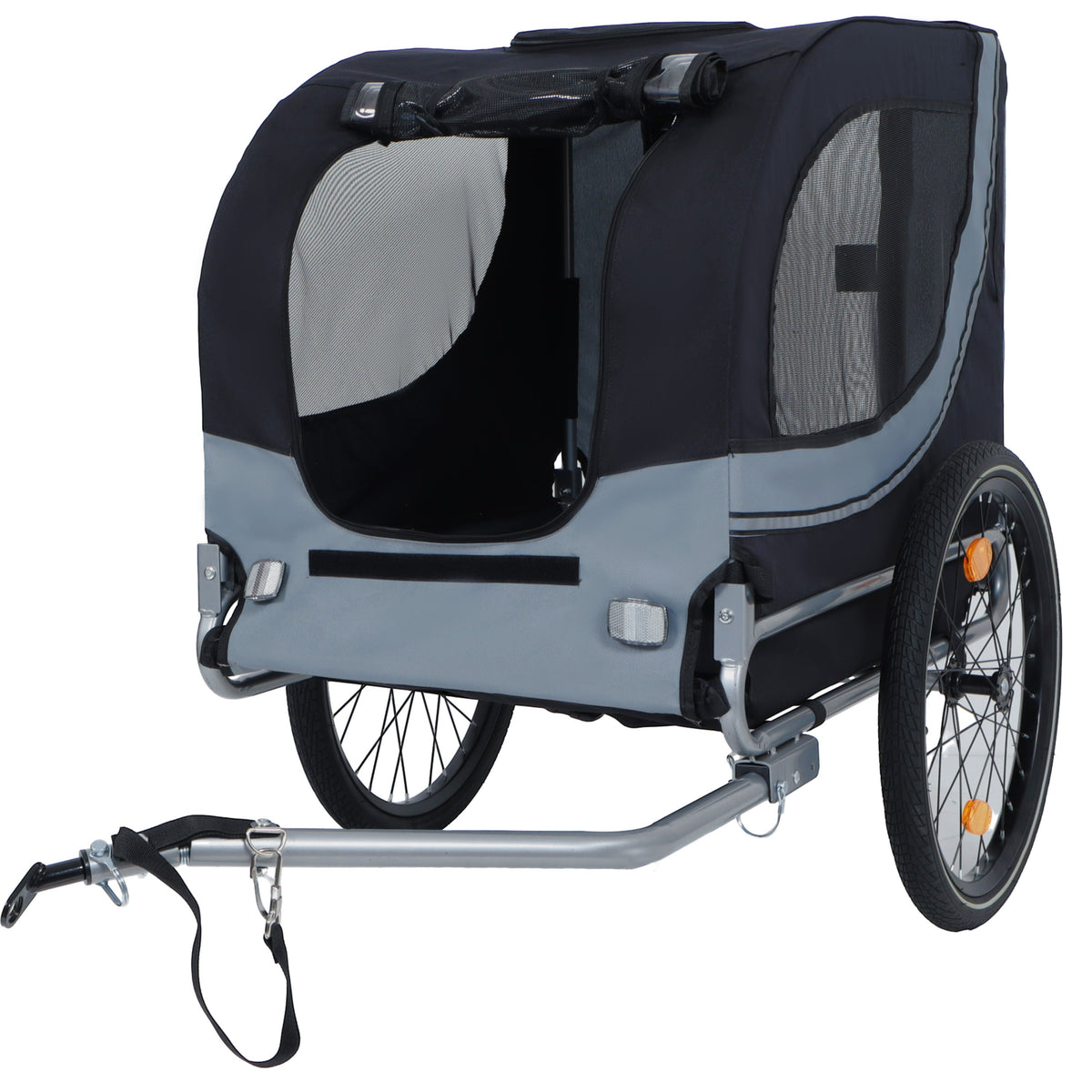Large Folding Bike Trailer for Dogs – 66LB Capacity All-Terrain Pet Carrier, Durable Steel Frame for Cycling, Jogging, Camping & Outdoor Adventures, Black- Gray