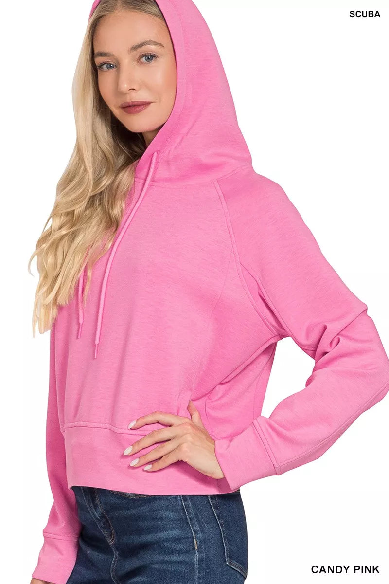 Zenana Drawstring Scuba Hoodie