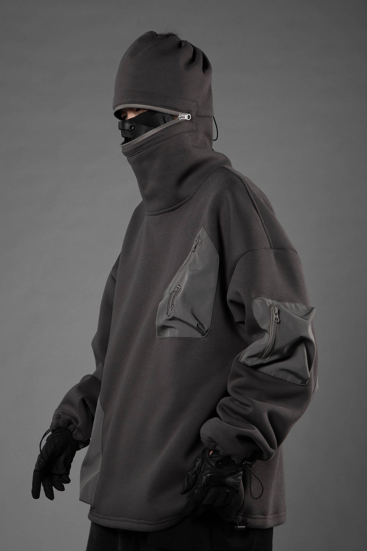 HiH33 Grey Utility Hoodie