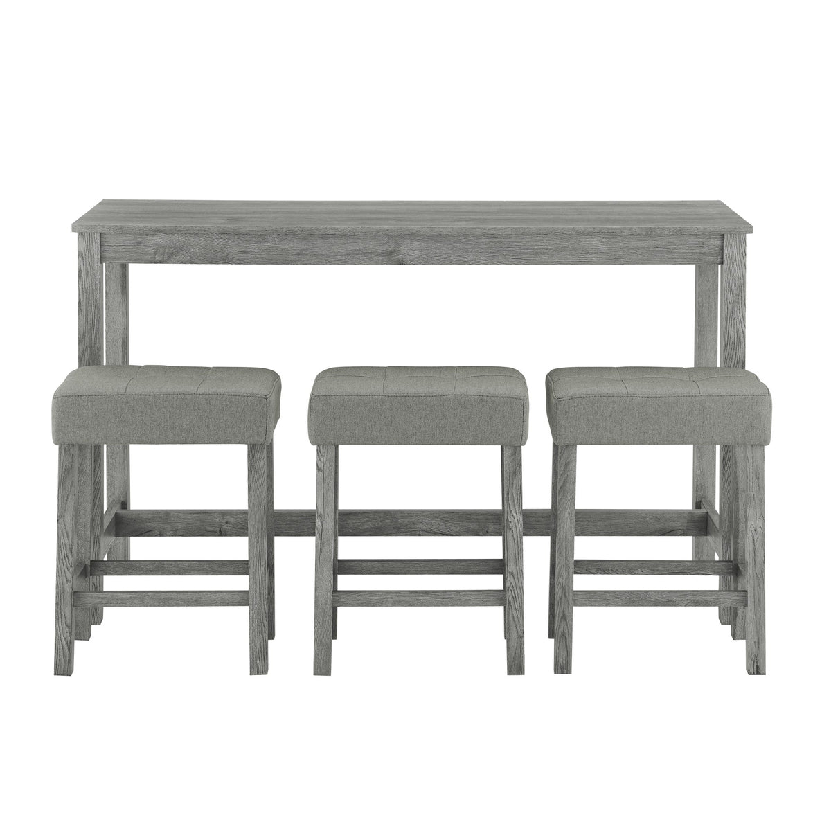 59 Inch Bar Table, Dining Table, Sofa Table with Power Outlet, 3 Upholstered Stools, 4 Piece Bar Table and Chair Set for Living Room, Dining Room, Kitchen