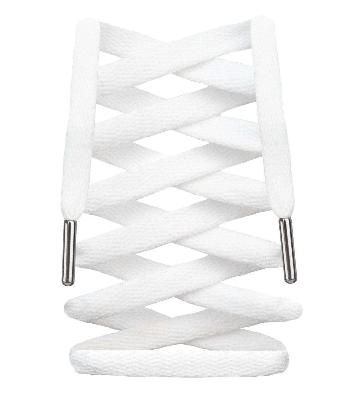 LitLaces - Premium Flat Cotton Shoe Laces Replacement for Air Jordan Nike Dunk Air Force 1 Converse & Casual Shoes (White/Silver 72")