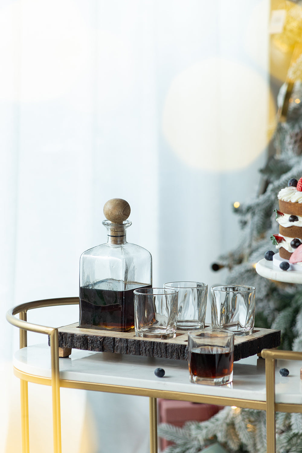 S/6 Alaine Bar Set with Mango Wood Stand