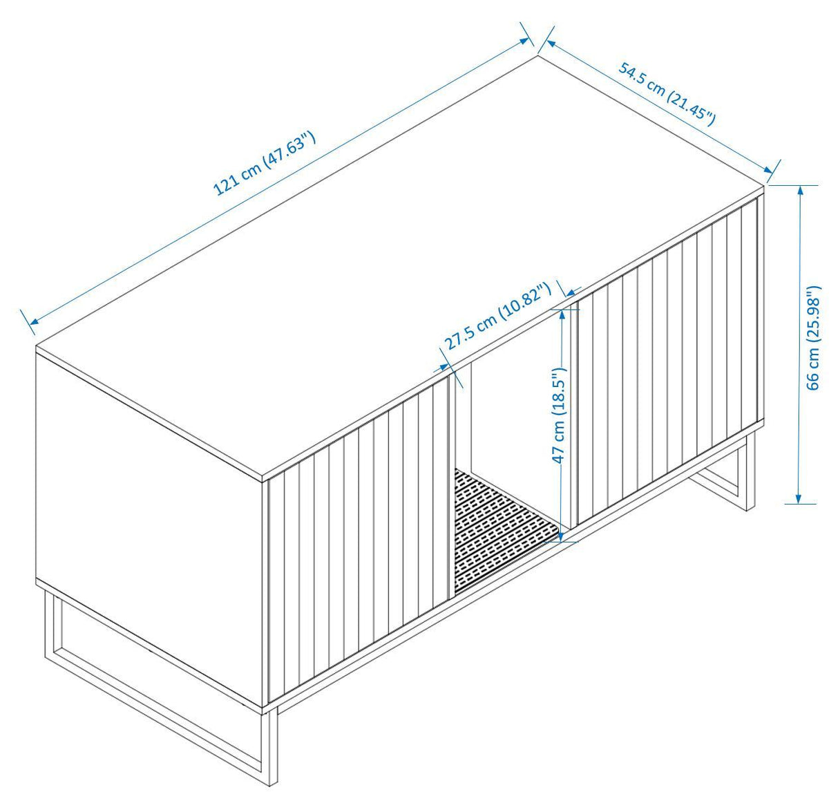 Modern Wooden Cat House with Scratching Mat - 47.64' x 21.46' x 25.98', 76.4 lbs