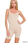 Zenana Stone Washed Ribbed Seamless Romper