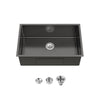 Stainless Steel Kitchen Sink, 30″x19″ Single Bowl, Undermount HandmadeSink in Black, with US Standard Drain and Hook, SS-BL-05