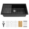 Quartz Kitchen Sink - 30' x 19' Black Granite Composite Workstation Undermount Kitchen Sink