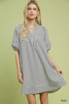 Umgee Striped Puff Sleeve Shift Dress
