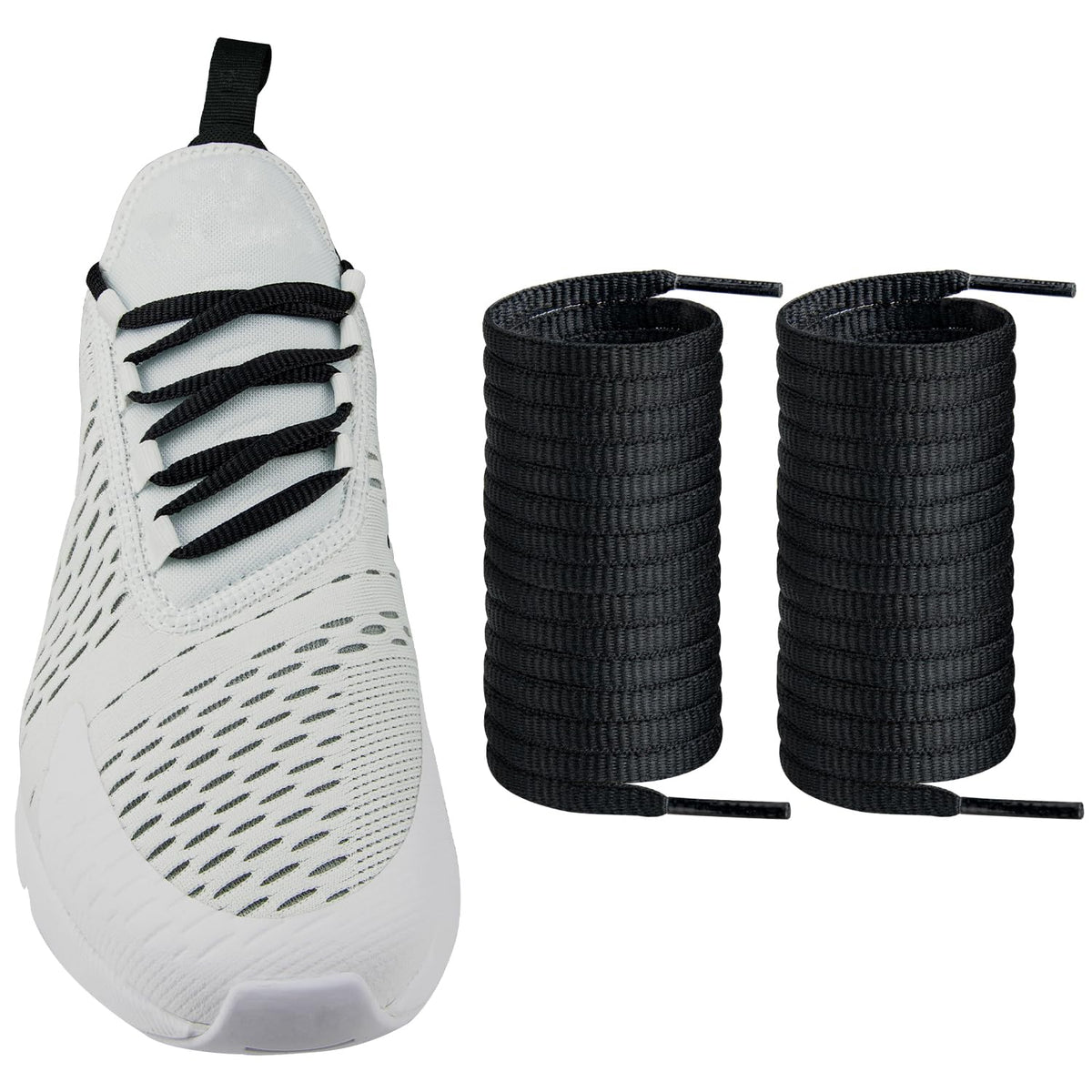 Endoto Oval Shoelaces for Nike Air Max 270 Running Replacement Shoes Laces Strings(Color:BlackSize:54Inch)