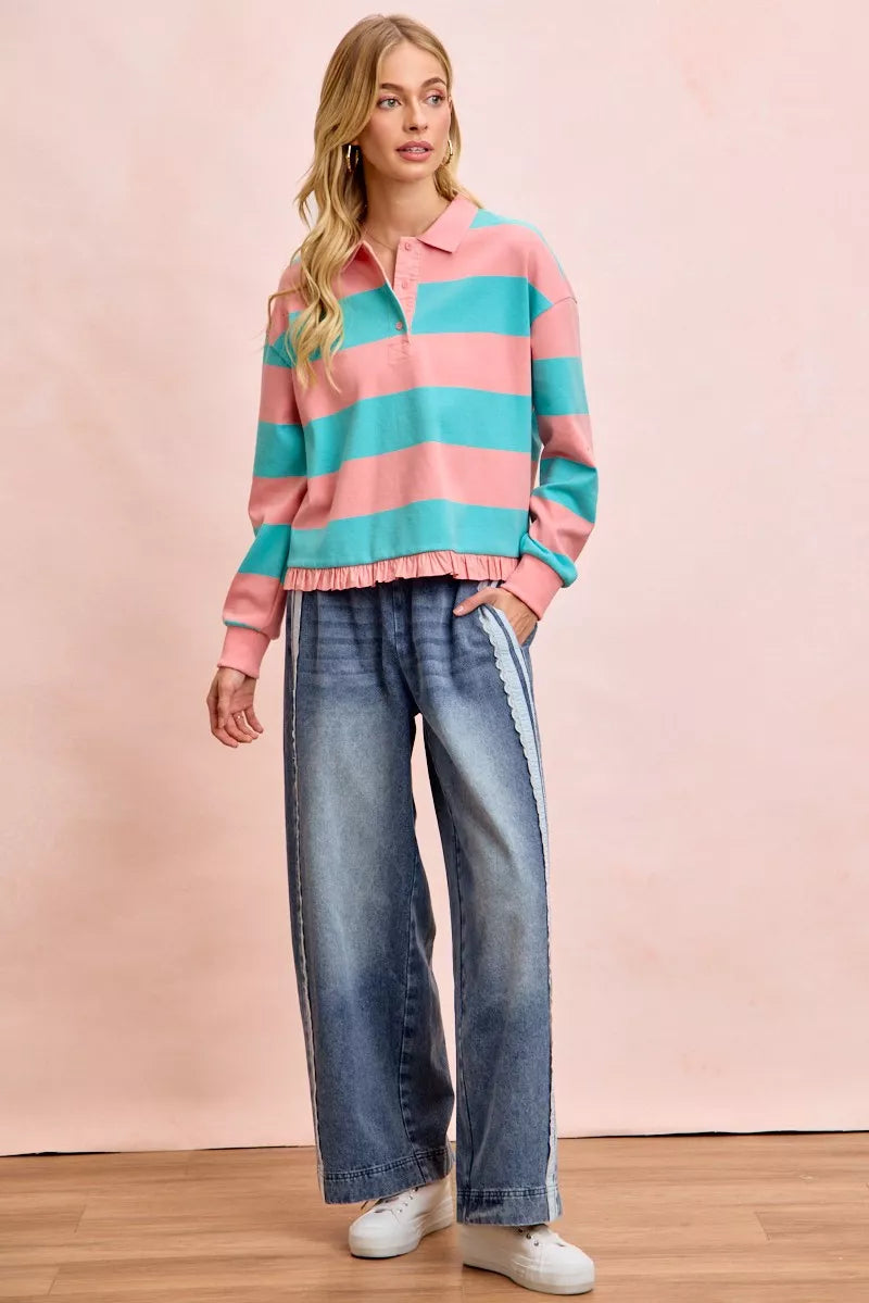 BiBi Washed Lace Contrast Sided Jeans