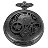 Whodoit Black Gear Double Cover Mens Mechanical Pocket Watch Double Cover Roman Design Dial Chain Mechanical Pocket Watch