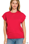 Zenana Viscose Round-neck Short Sleeve Sweater