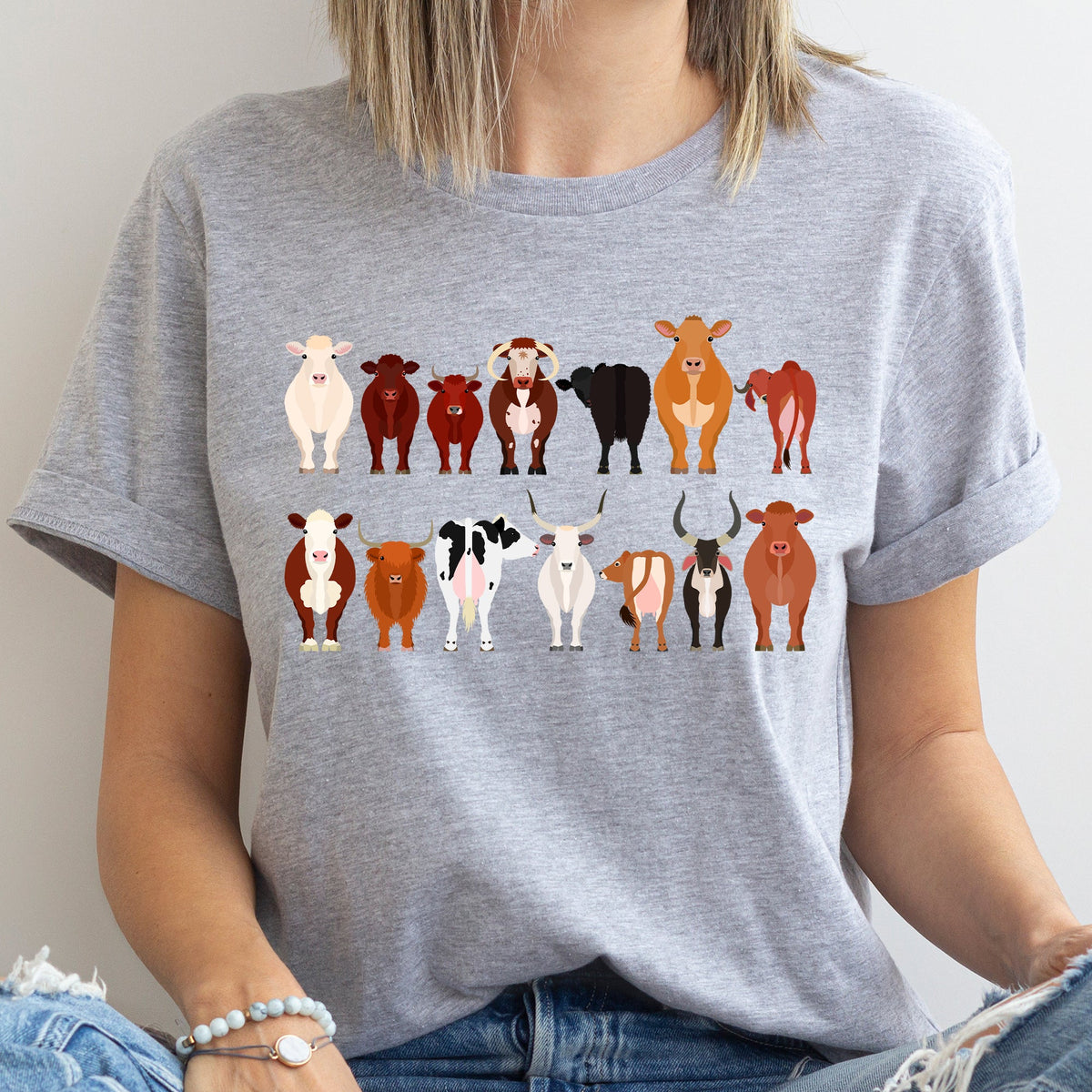 Cow Lovers Farm Animal Illustration Breeds Edition Collection Premium Graphic Tee