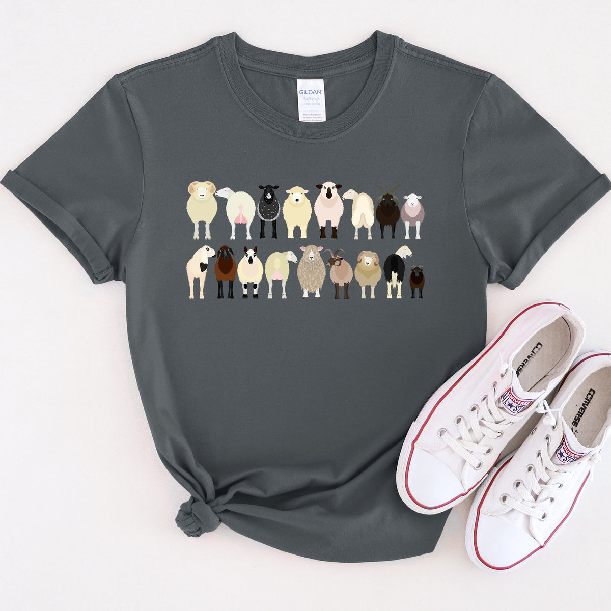 Sheep Lovers Farm Animal Illustration Breeds Artwork Series Collection Graphic Tee