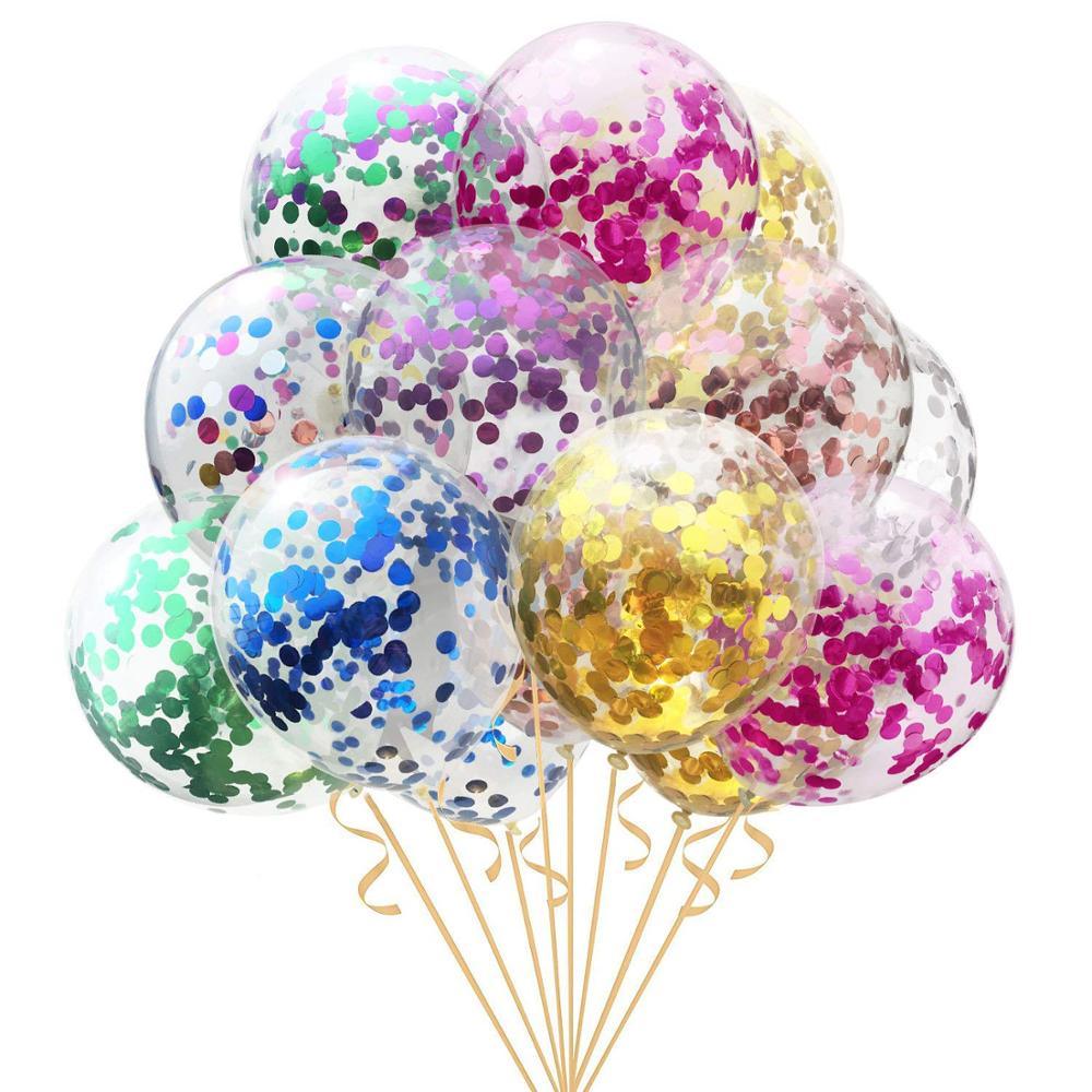 10/20 Star Metallic Confetti Latex Transparent 12inch Balloons For Baby Shower Birthday Party Wedding Decoration