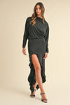 Backless Asymmetric Ruffle Hem Dress – Elegant Backless Dress, Asymmetric Dress, Ruffle Hem Dress, Sexy Evening Dress, Statement Dress For Special Occasions