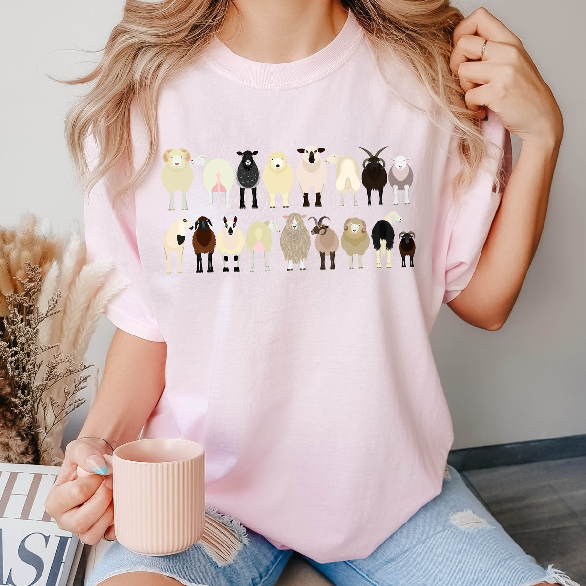Sheep Lovers Farm Animal Illustration And Breeds Portrait Gallery Comfort Colors Tee