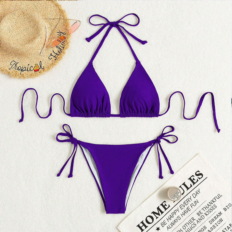 Swimwear Women Bandage Women Triangle Bathing Suits 2 Pieces Bikini Bowknot Swimsuit Bikini Set Swimwear Bikini Sets Bikinis Bathing Suit Push Up Swimsuit Summer Beachwear