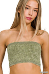 Zenana Washed Ribbed Seamless Tube Top