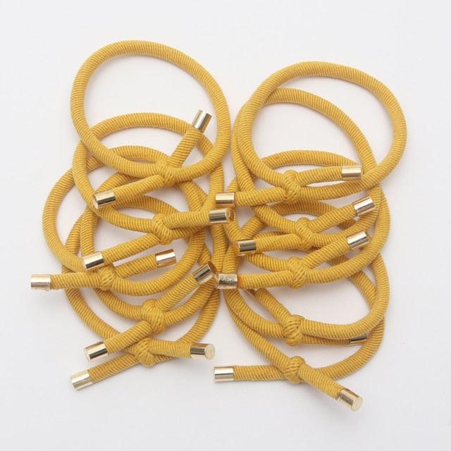 10PCS Women Elastic Hair Rubber Bands High Quality Girls Hair Bands Hair Scrunchies Gold Plated  Hair Accessories Hair Gum Tie Gorgeous Hair Accessories For Women