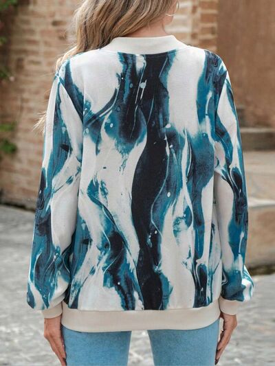 Lightweight Printed Zip-Up Jacket with Baseball Collar and Casual Fit