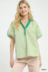 Umgee Embroidered Stripe Top