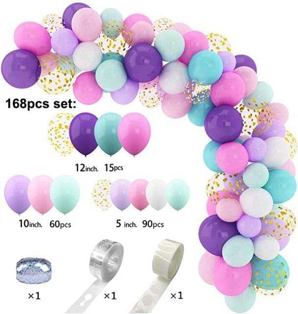 132Pcs/set Mermaid Balloon Arch Kit Mermaid Tail Balloons Mermaid Party Decoration Balloons For Party Girl Birthday Party Modern Decoration