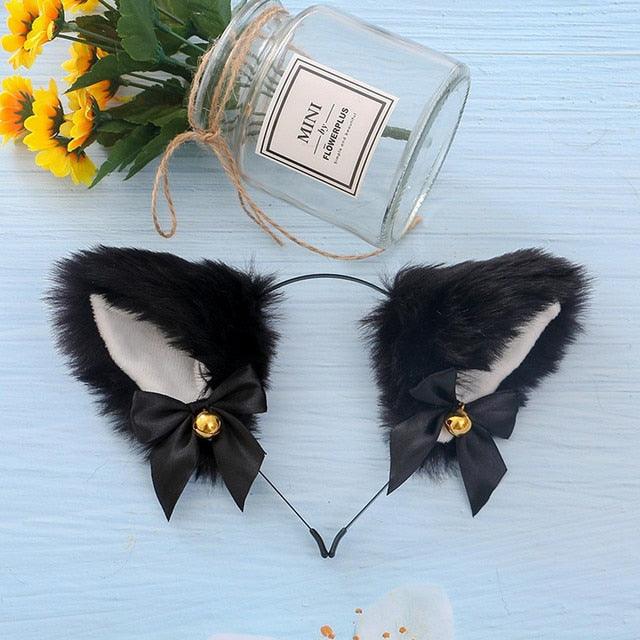 15 Colors Beautiful Masquerade Halloween Cat Ears Cosplay Cat Ear Party Costume Bow Tie Bell Headwear Headband Gorgeous Hair Accessories For Women