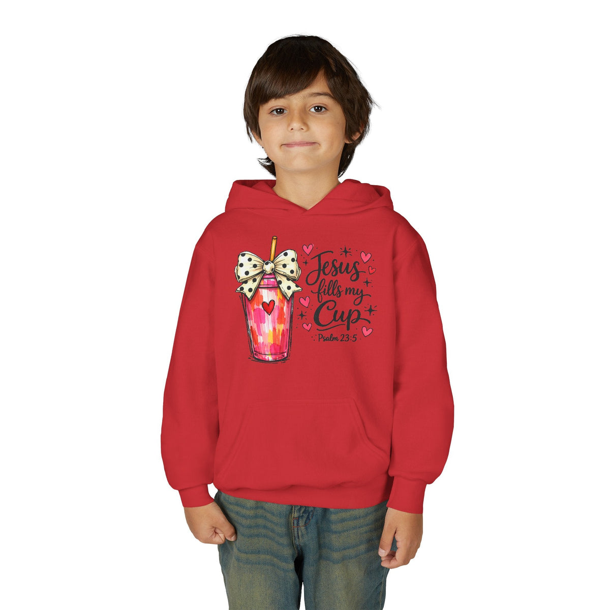 Jesus Fills My Cup Hoodie | Psalm 23 Christian Faith Kids