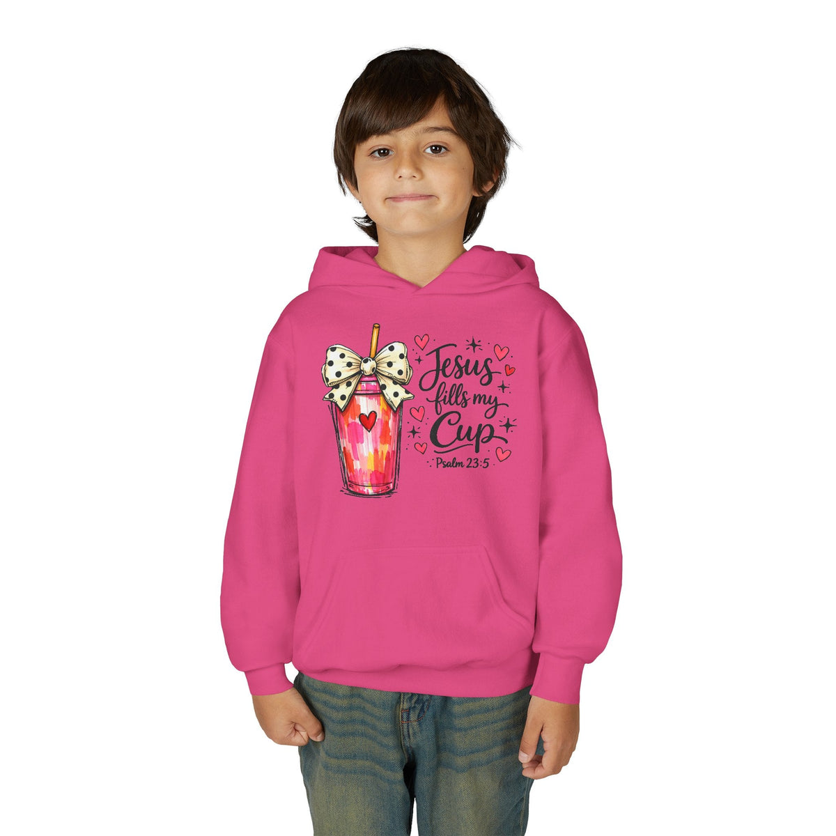 Jesus Fills My Cup Hoodie | Psalm 23 Christian Faith Kids