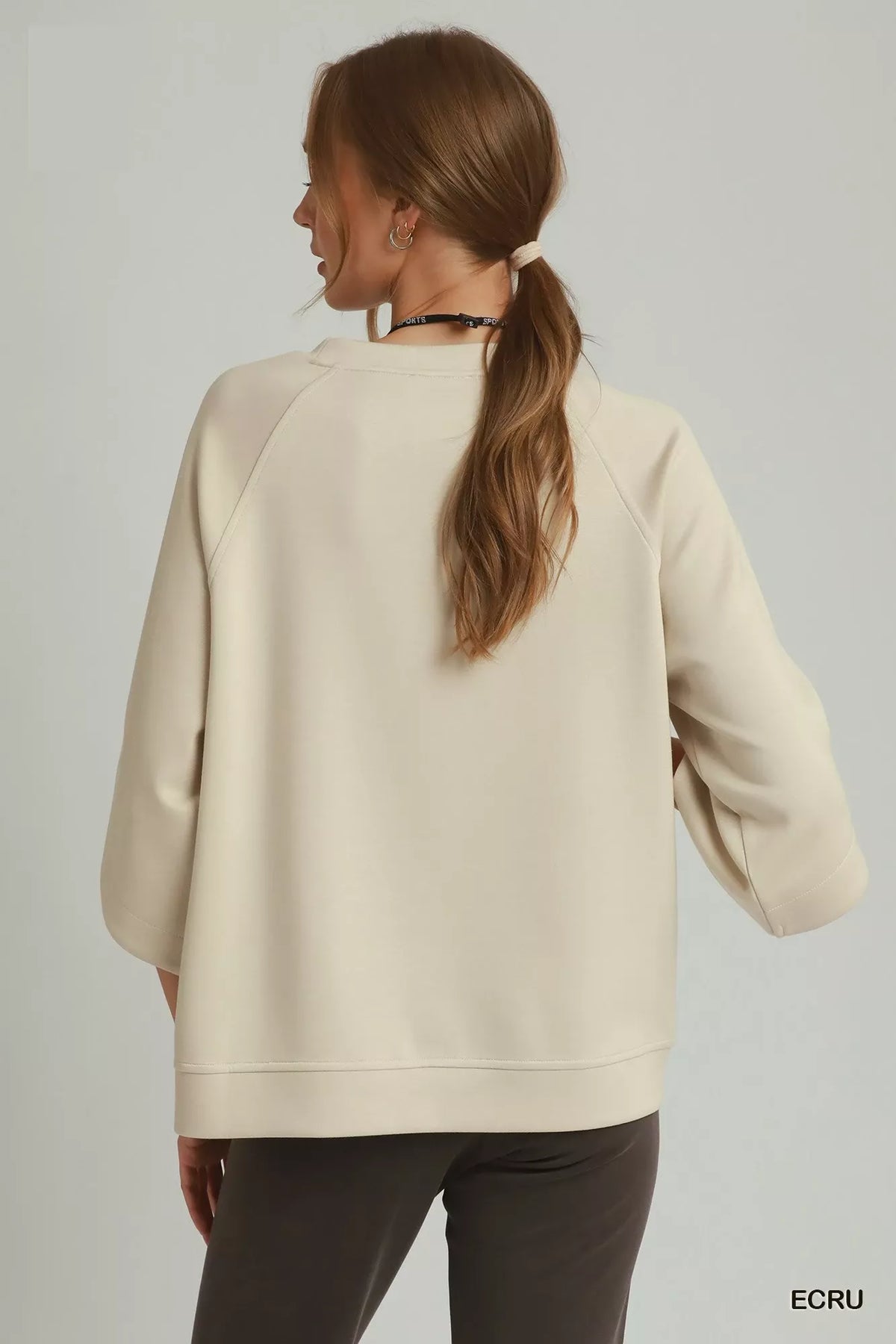 Umgee Round Hem Raglan Sleeve Top
