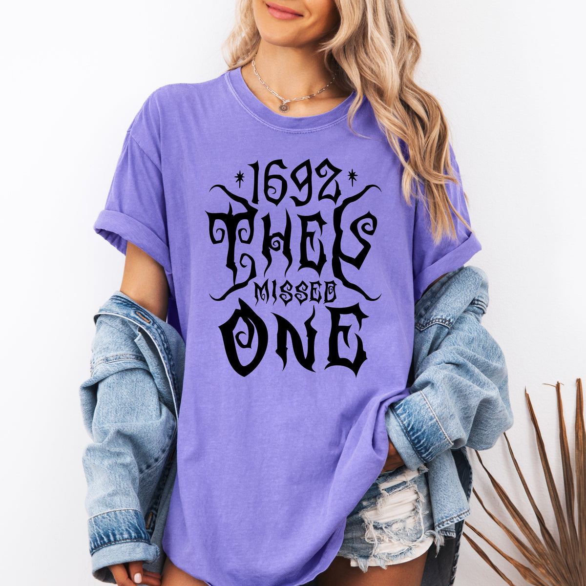 1692 They Missed One Salem Spooky Halloween Witch Shimmering Ghost Comfort Colors Tee