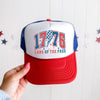 1776 Land Of The Free Patriotic USA Pride Flag Inspired Americana Heritage Style Trucker Hat