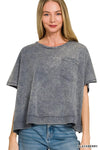 Zenana Acid Washed Round Neck Short Sleeve Oversized T-Shirt