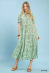 Umgee Paisley Print Tiered Midi Dress