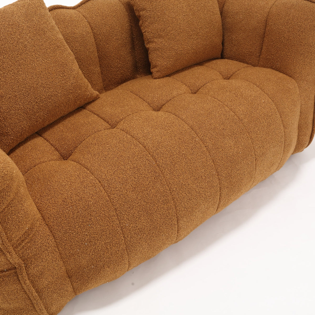 Cozy Beanbag Chair with High Resilience Foam Core for Two - Yellow Chenille, 66x35x25 inches