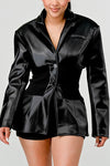 Athina PU Leather Blazer