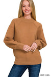 Zenana Viscose Mock Neck Exposed Seam Sweater