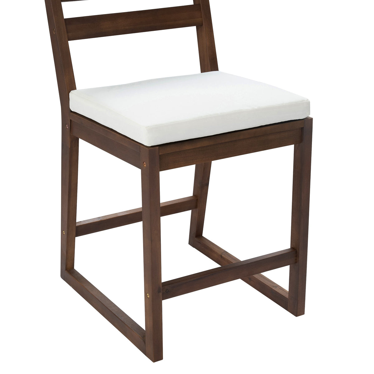 TREXM Rustic Patio Bar Set with Ergonomic Chairs, Solid Wood Slatted Tabletop in Mocha+Beige Cushion