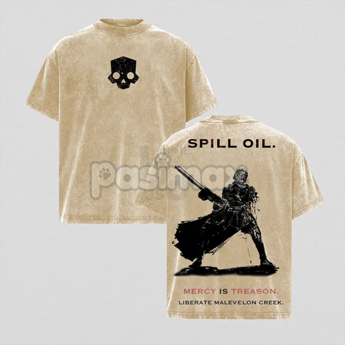 Helldivers 2 Oversized Washed Tee – Double-Sided Print Streetwear, Unisex Gaming Apparel