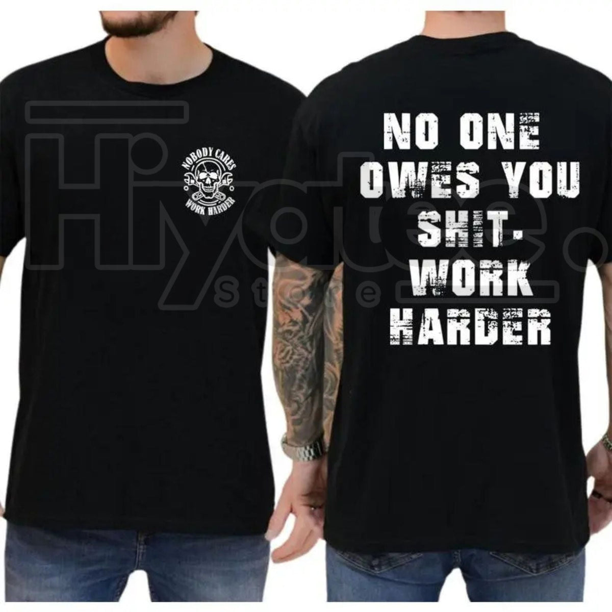 "Work Harder" Skull Graphic – Gritty Streetwear for the Relentless Grinder