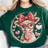 Retro Valentine Highland Cow Sweatshirt | Vintage Aesthetic V-Day Crewneck | Cute Fluffy Cow Heart Jumper | Western Valentine Gift for Her | Shaggy Cow Love Graphic Pullover
