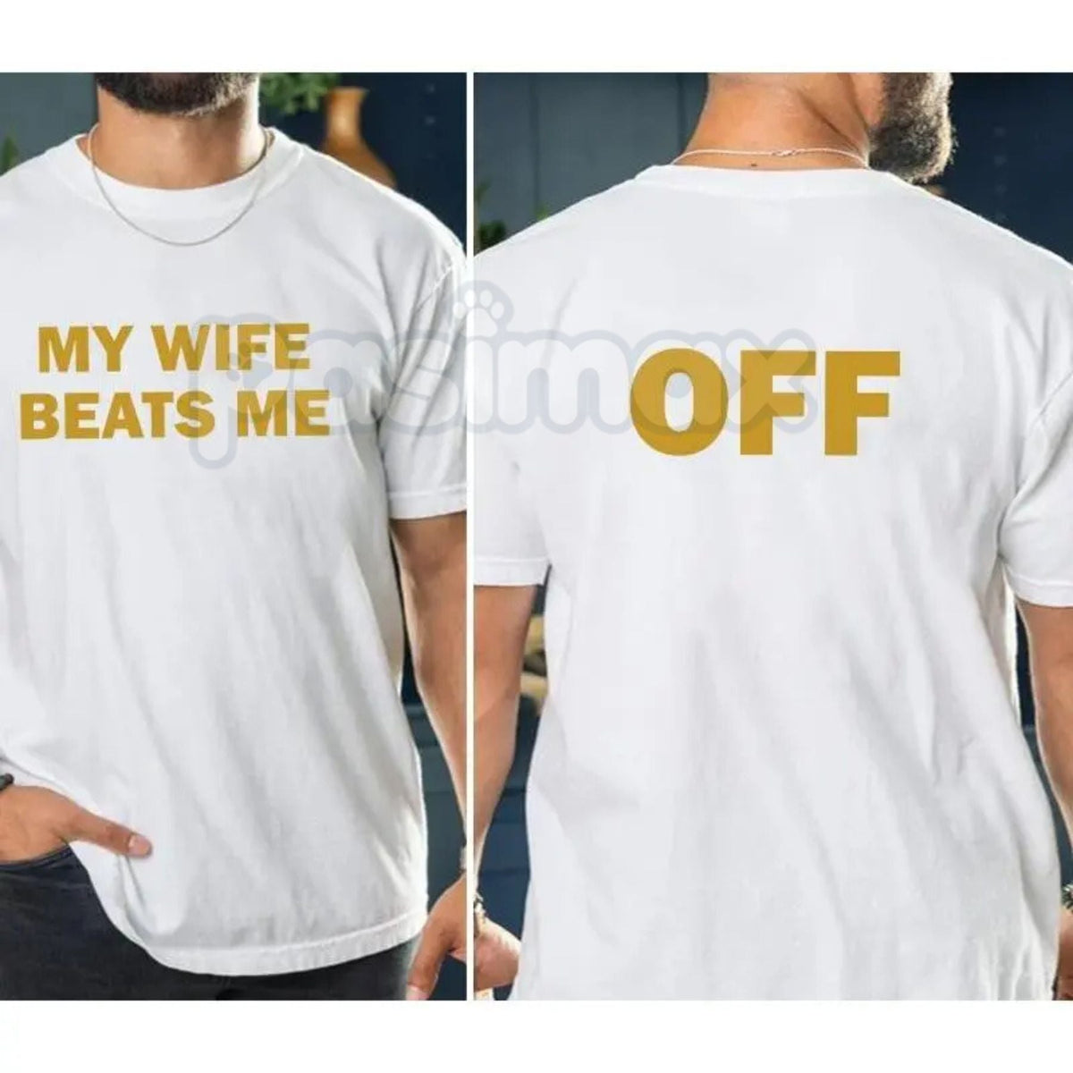 "My Wife Beats Me" Funny Husband T-Shirt – Sarcastic Marriage Joke Graphic Tee, Premium 100% Cotton Husband & Boyfriend Top, Soft Lived-In Heavyweight Prank Shirt, Made in USA