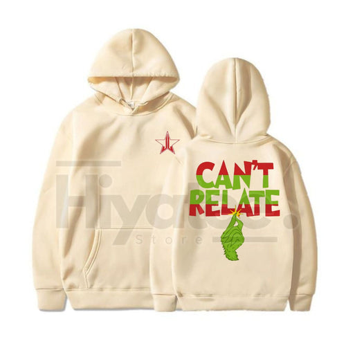 "Can't Relate" Holiday Hoodie – Funny Anti-Christmas Slogan Pullover, Grinch & Introvert Festive Apparel, Unisex