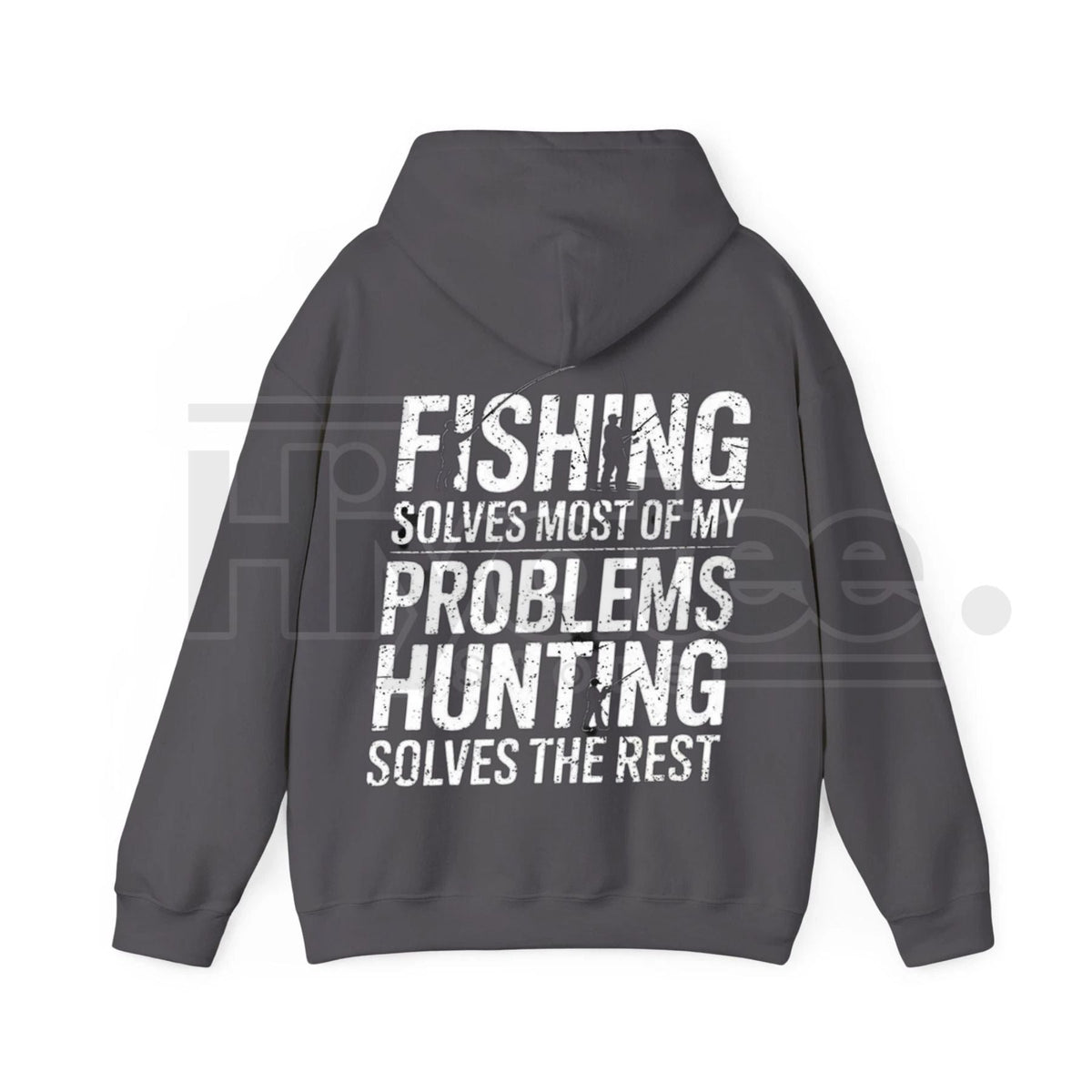 "Fishing Solves Most of My Problems" Hoodie – Funny Back Printed Hunter & Fisherman Gift, Men’s Outdoor Pullover