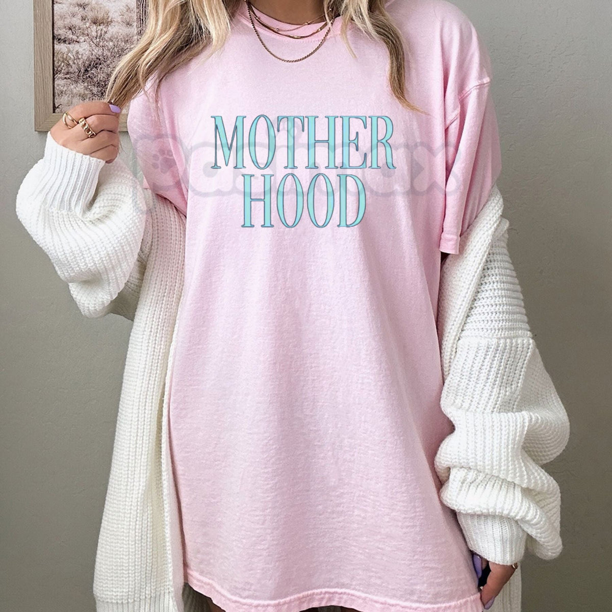 "MOTHERHOOD" Minimalist Mom T-Shirt - Modern Motherhood Graphic Tee, Premium Heavyweight Mama Shirt, New Mom Gift Top, Aesthetic Mother's Day Apparel, Comfortable Relaxed Fit Mom Life Shirt